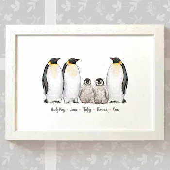 Personalised Penguin Family Print