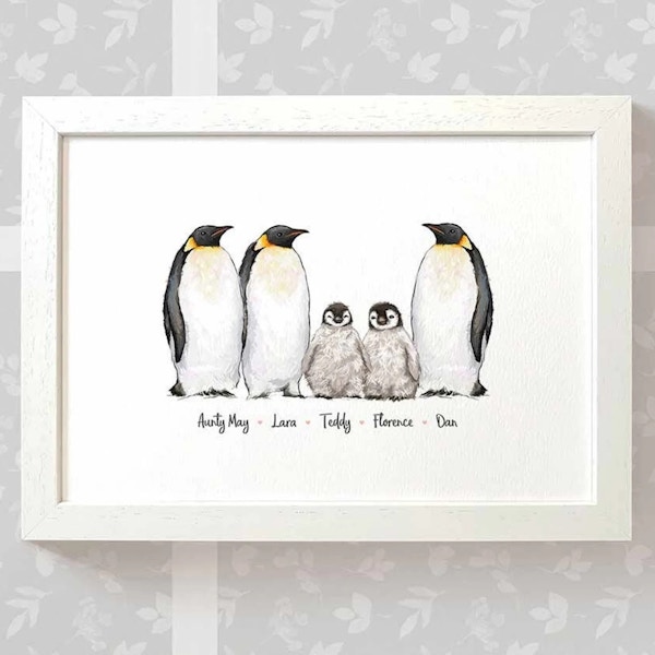 Personalised Penguin Family Print £12.50