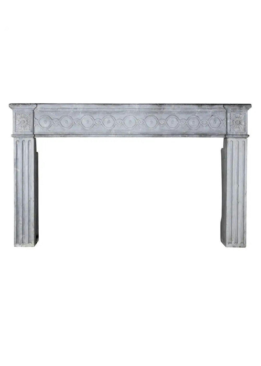 1st Dibs 18th Century Period French Timely Grey Hard Limestone Fireplace Surround, £24,121.36