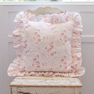 Cabbages & Roses New Penny Raspberry Ruffle Cushion, £75