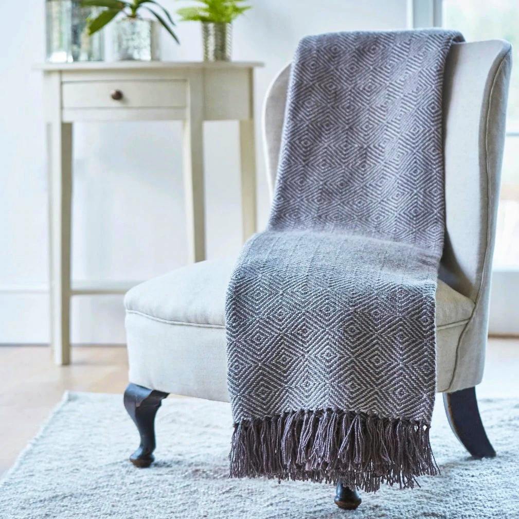 Weaver Green Diamond Tabby Blanket, £50