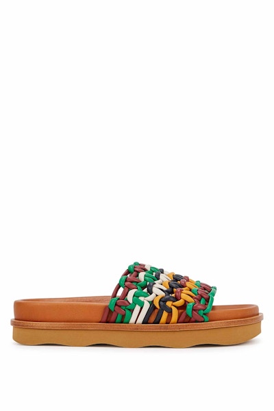 Chloe Colourful Wavy Woven Leather Sliders, £625