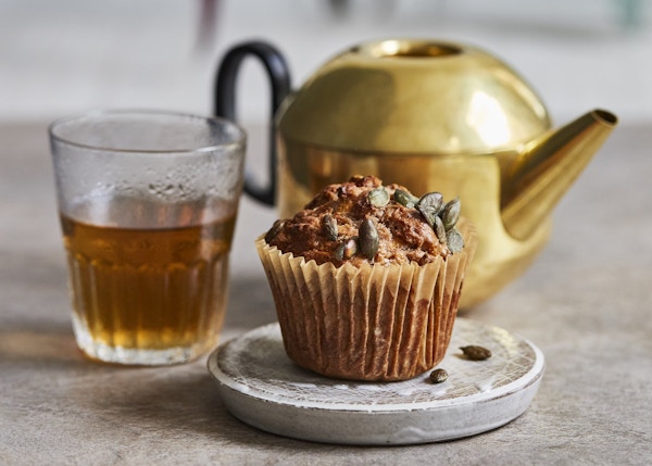Chestnut, Carrot And Ginger Muffins With Pumpkin Seeds