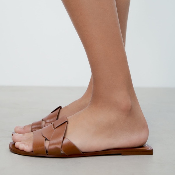 Zara Flat Criss Cross Leather Slides, £29.99