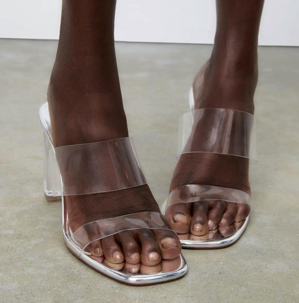 Zara Vinyl Sandals With Clear Heels, £32.99