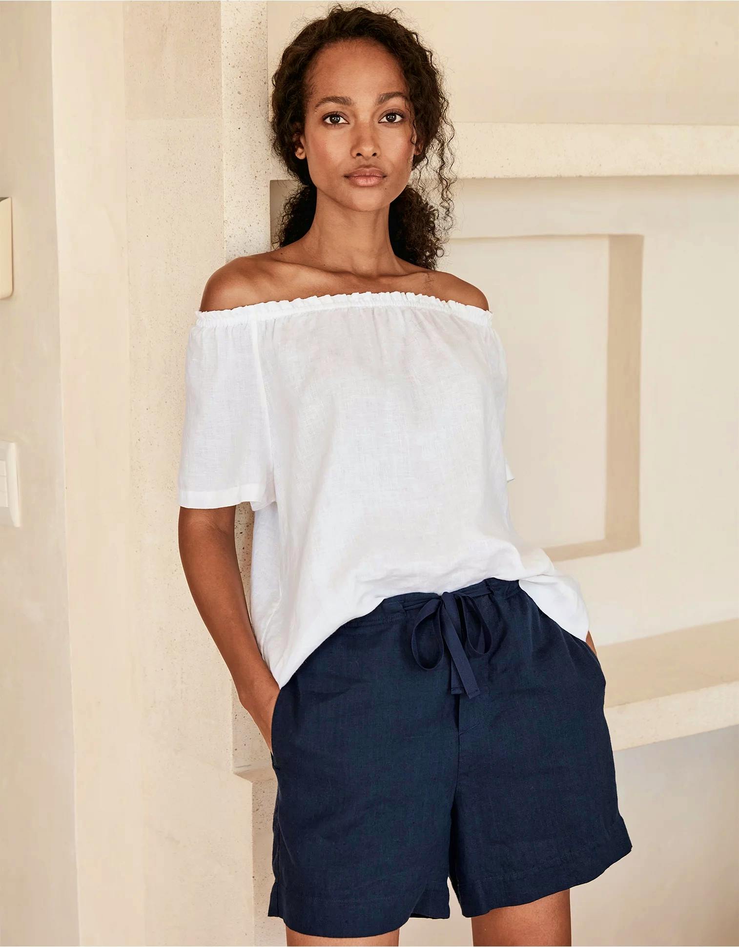 The White Company Linen Off The Shoulder Top, £89
