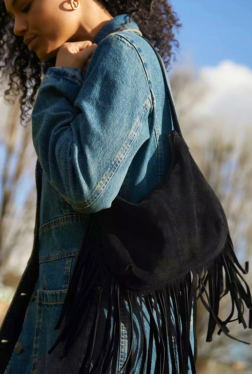 Urban Outfitters UO Suede Fringed Birdie Shoulder Bag, £34