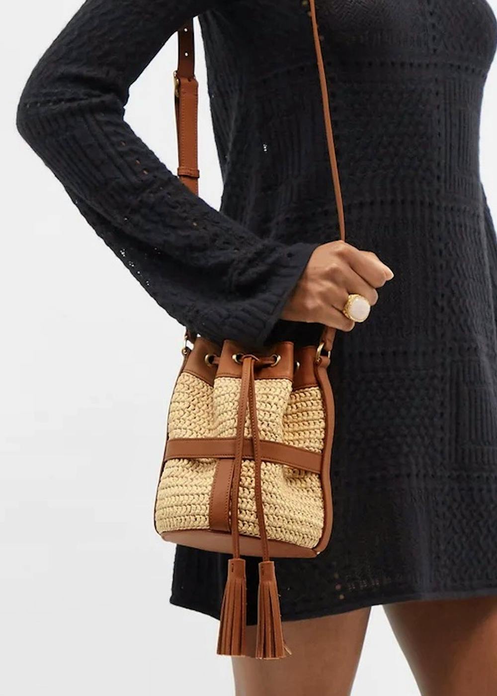 Saint Laurent Seau Leather And Raffia Bucket Bag, £1,375