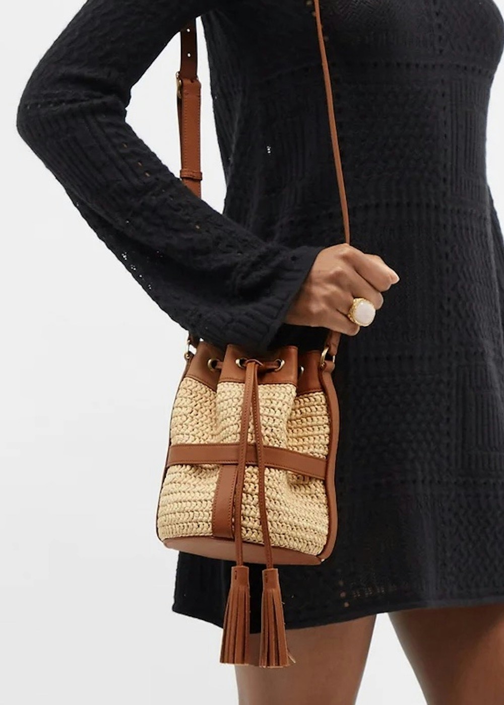 Saint Laurent Seau Leather And Raffia Bucket Bag, £1,375