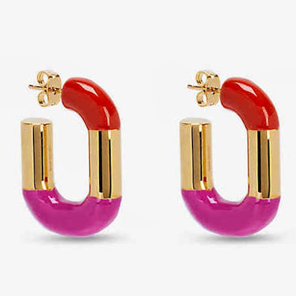 Mulberry Brand-Engraved Gold-Plated Brass Hoop Earrings, £280