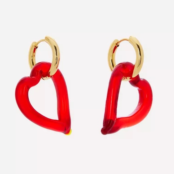 Sandralexandra Gold-Plated Heart Of Glass Hoop Earrings, £80