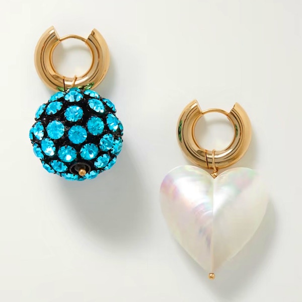 Timeless Pearly Gold-Tone Crystal And Pearl Hoop Earrings, NOW £200.90