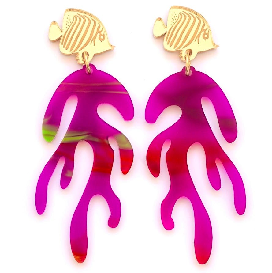 Dash of Gold Coral Acrylic Earrings, £82
