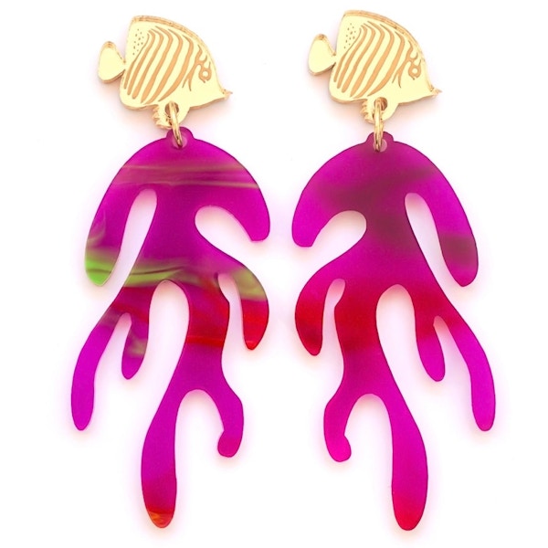 Dash of Gold Coral Acrylic Earrings, £82
