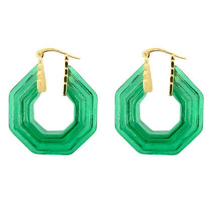 V&A Shop Green Stepped Hoop Stud Earrings, £20
