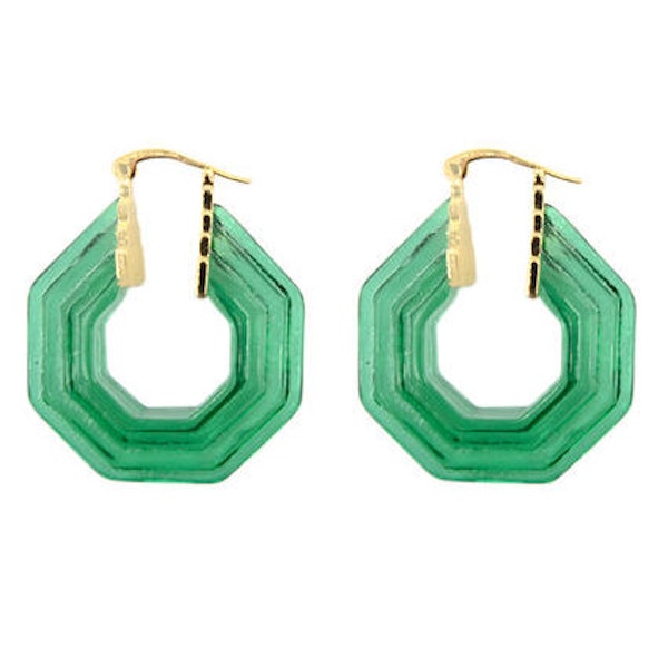V&A Shop Green Stepped Hoop Stud Earrings, £20
