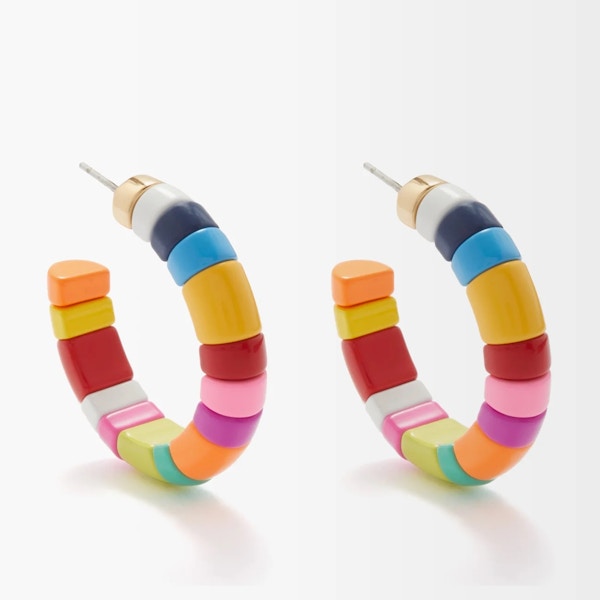 Estela Bartlett Gold-Plated Rainbow Beaded Hoop Earrings, £20