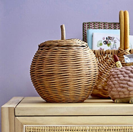 Bloomingville Rosette Rattan Basket with Lid – Brown, £32