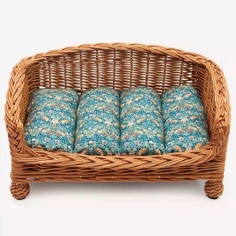 Coco & Wolf Strawberry Thief Rattan Dog Bed, £179