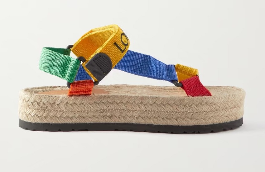 Loewe + Paula's Ibiza Color-Block Webbing Espadrille Sandals, £350