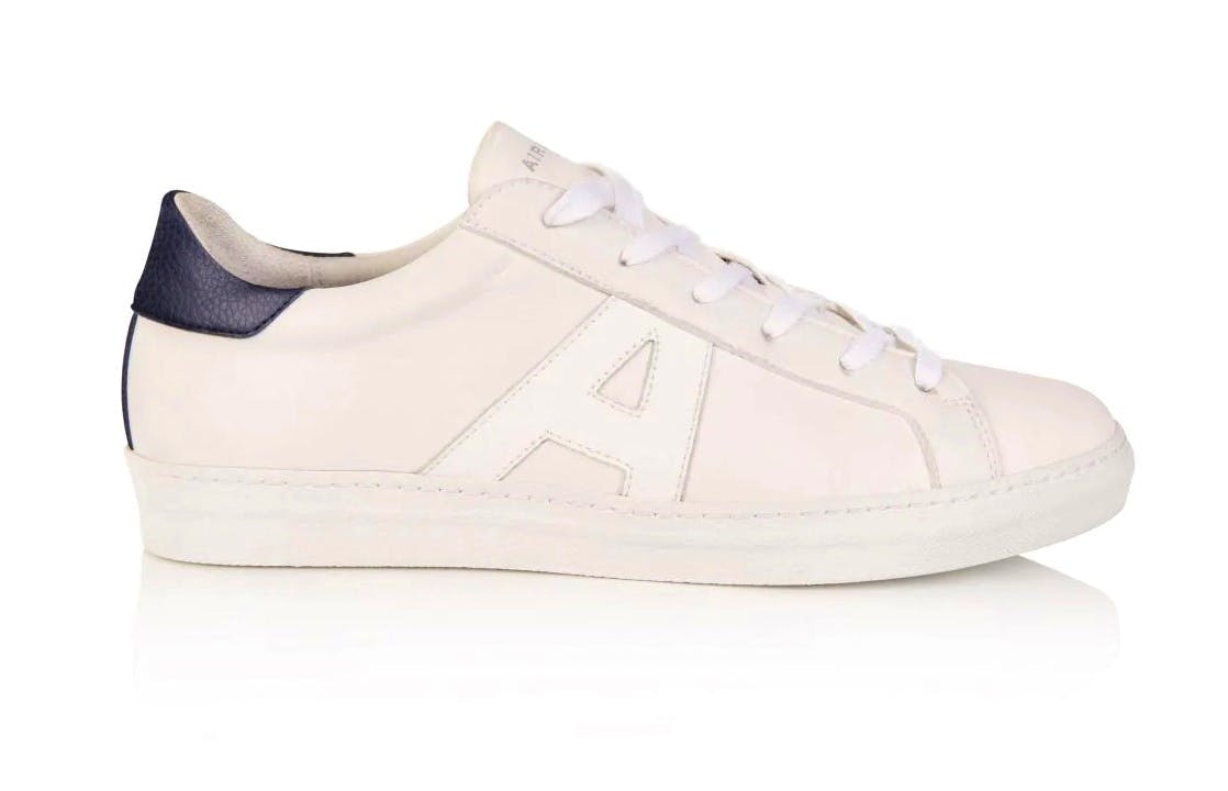 Air & Grace Cru Signature White And Navy Vegan Trainers, £159