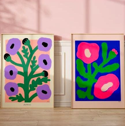 Greenable Purple Poppies Poster - The Poster Club, From £42