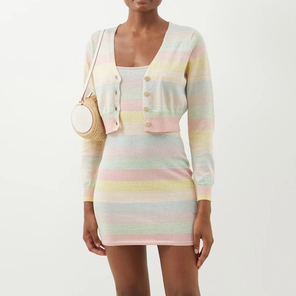 Love Shack Fancy Lessie Pastel-Stripe Knit Mini Dress, £270