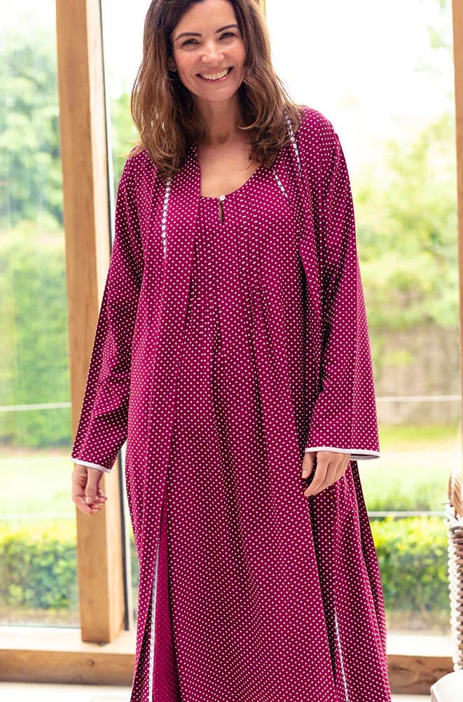 Cyberjammies Katherine Herringbone Spot Print Long Nightdress, £30
