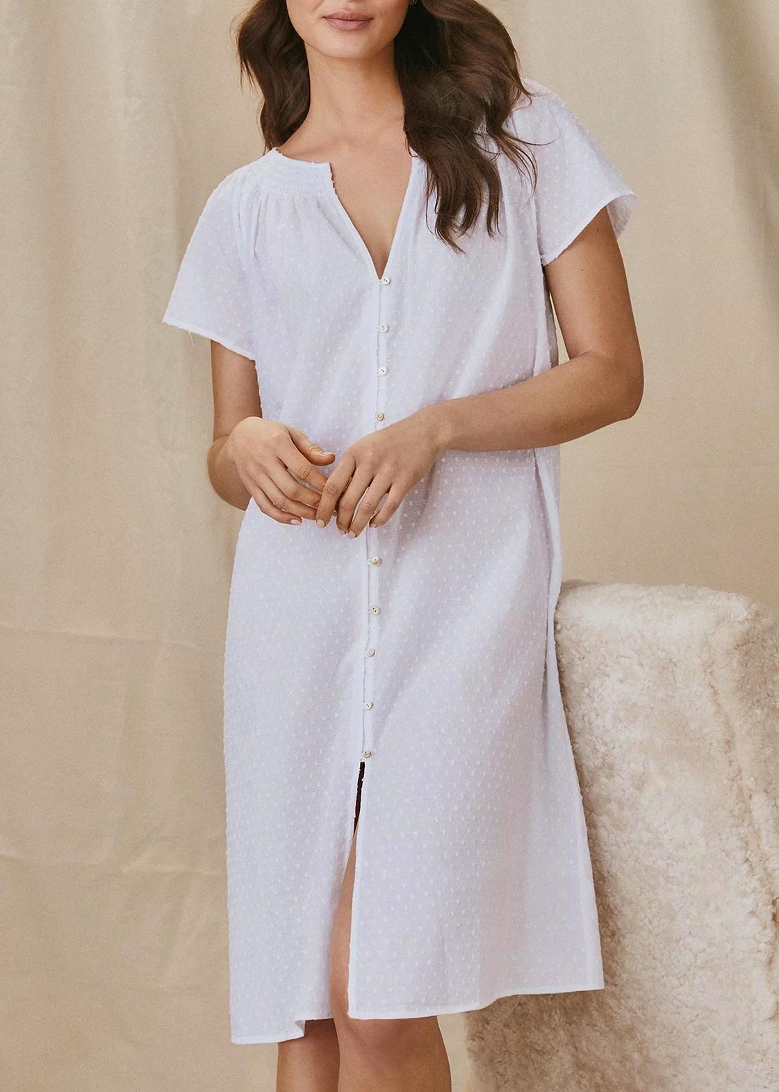 The White Company Dobby-Cotton Button Through Nightie, £65