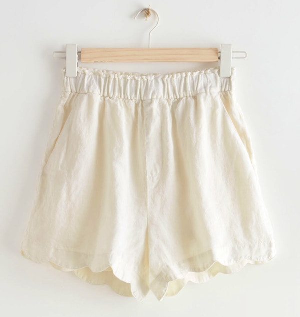 Scalloped Linen Shorts, NOW £37