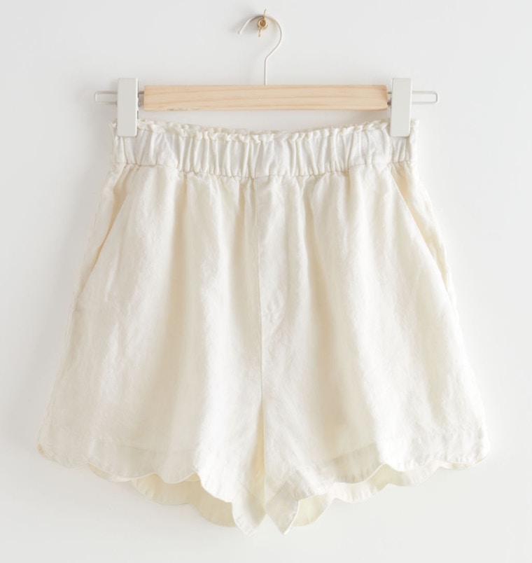 Scalloped Linen Shorts, NOW £37