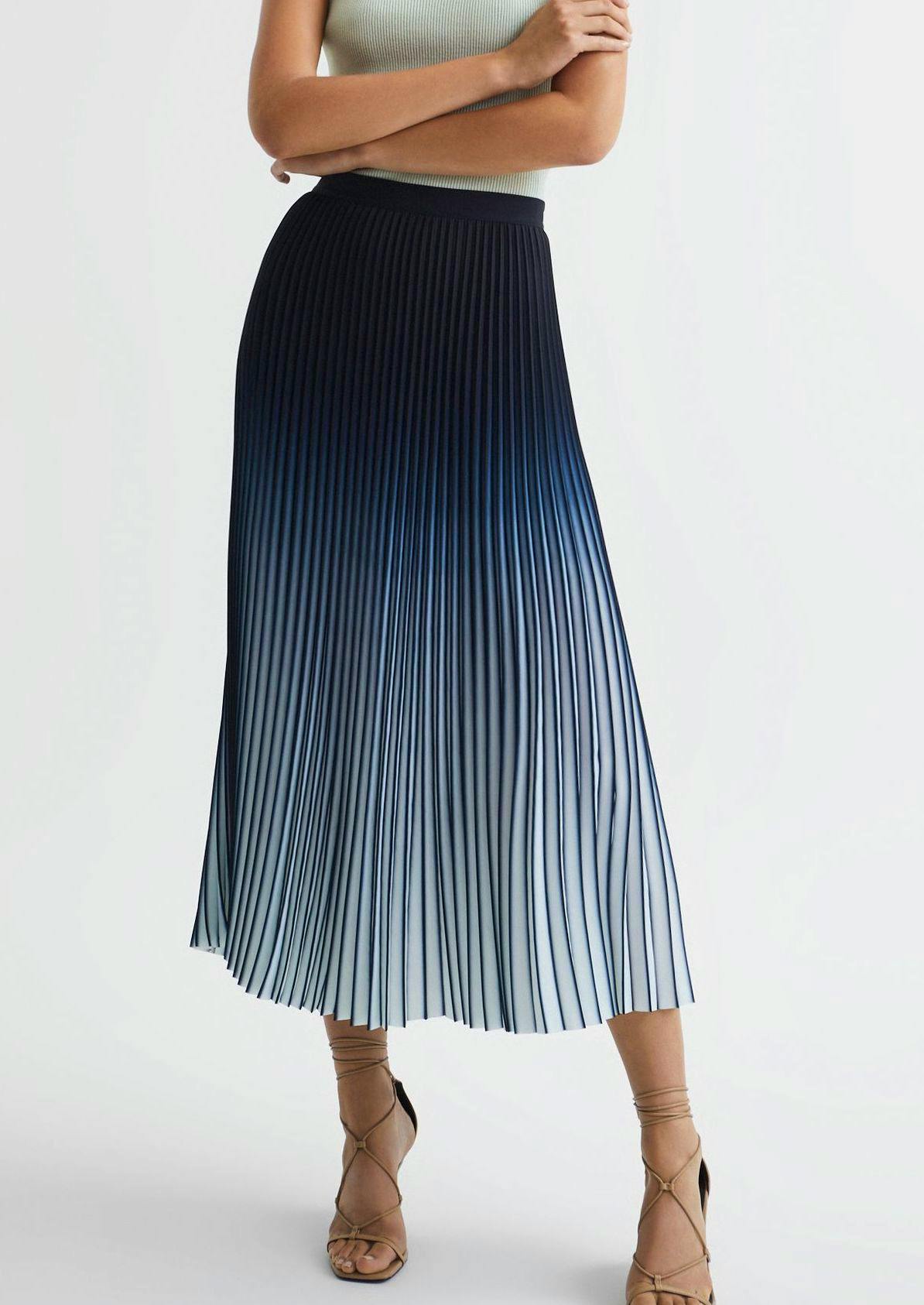 Reiss Ombre Pleated Midi Skirt, £158