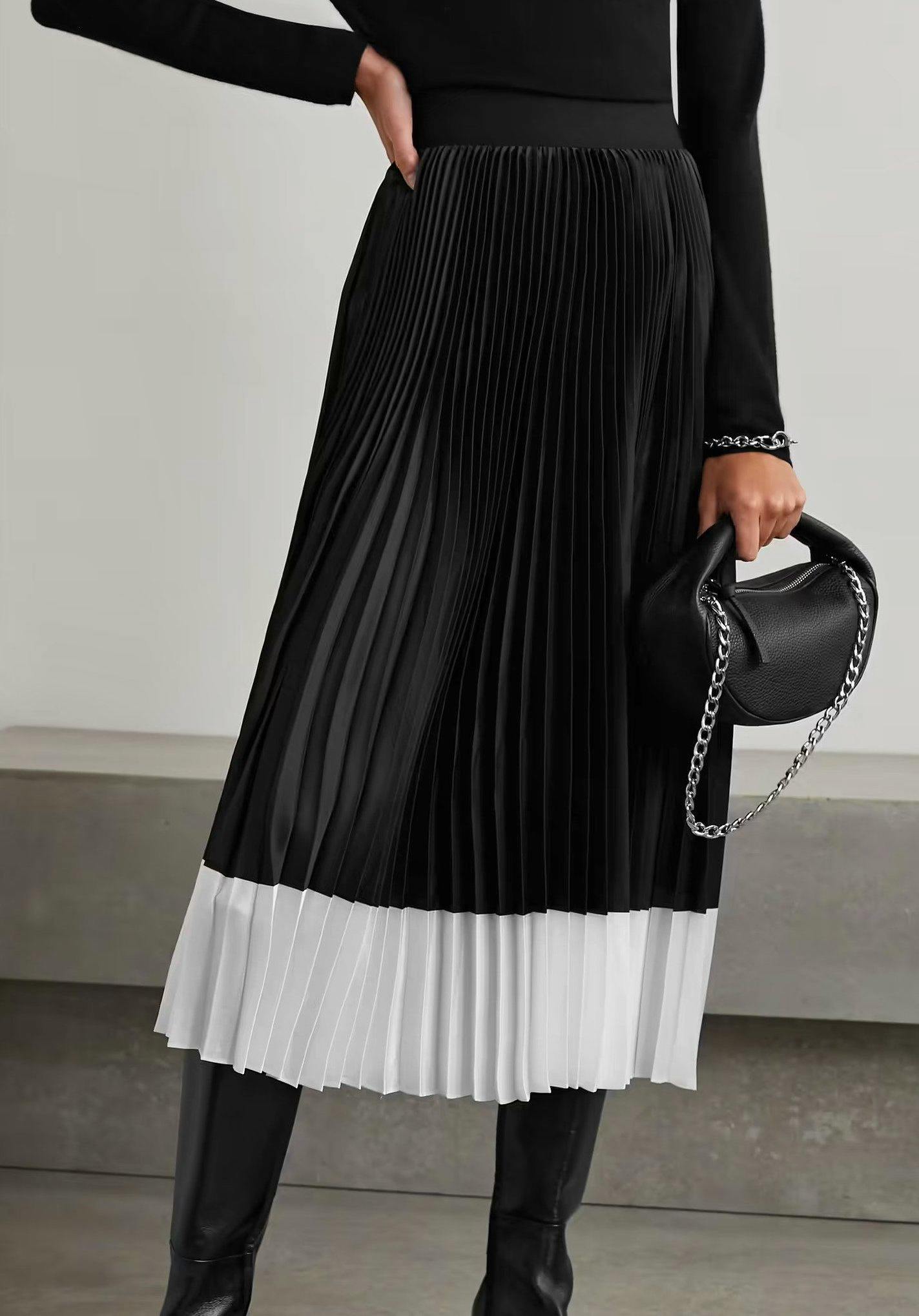 Alice + Olivia Katz Two-Tone Pleated Satin Midi Skirt, NOW £247.50