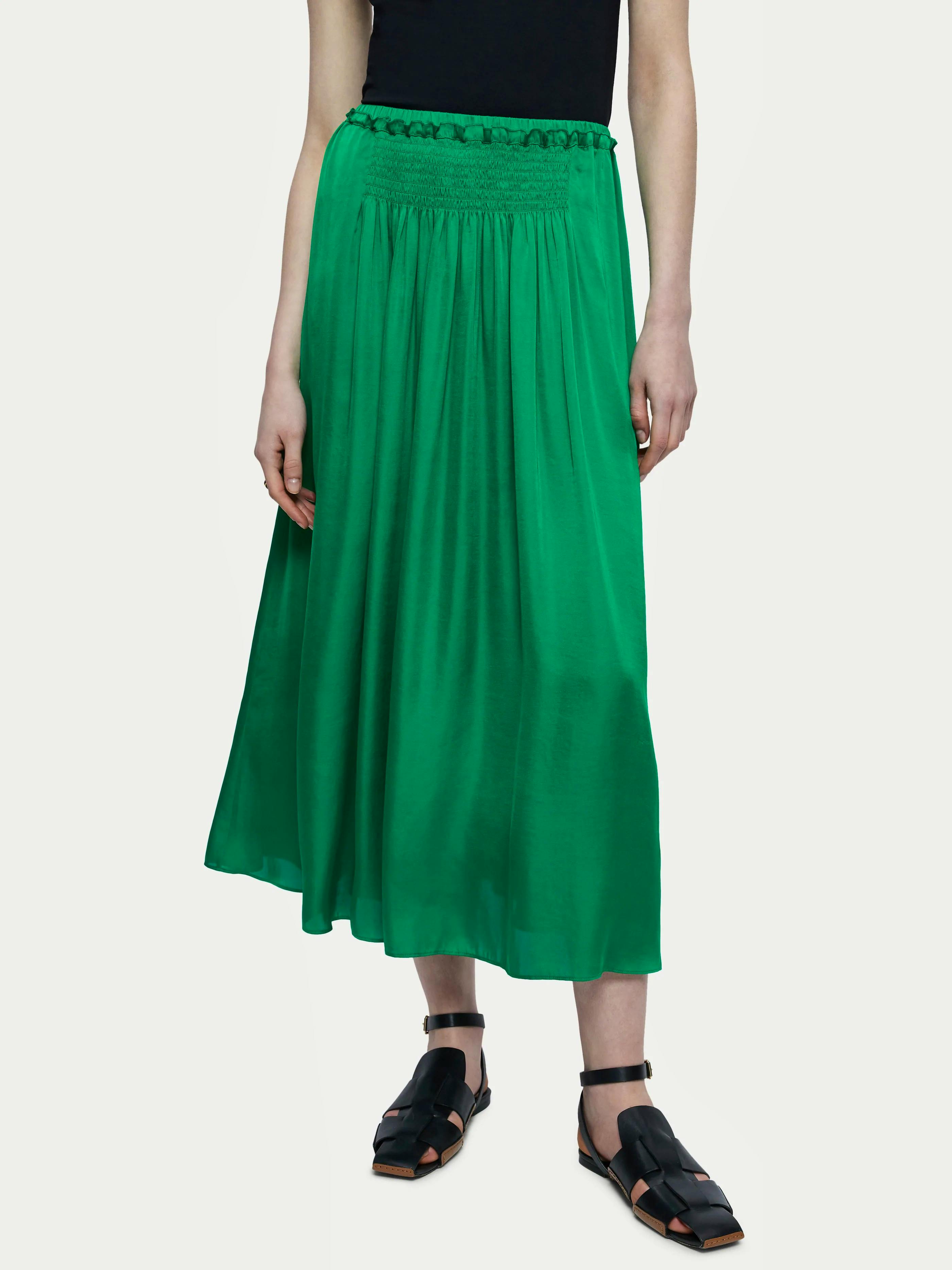 Jigsaw Satin Smocked Detail Skirt, NOW £69