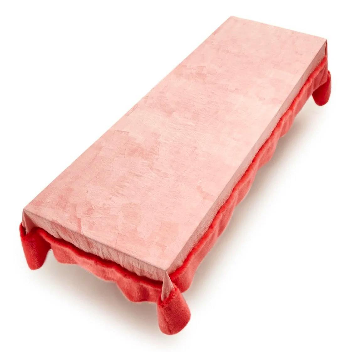 Summerill & Bishop X Shrimps Hand Painted Linen and Faux Fur Tablecloth in Powder Pink, £895