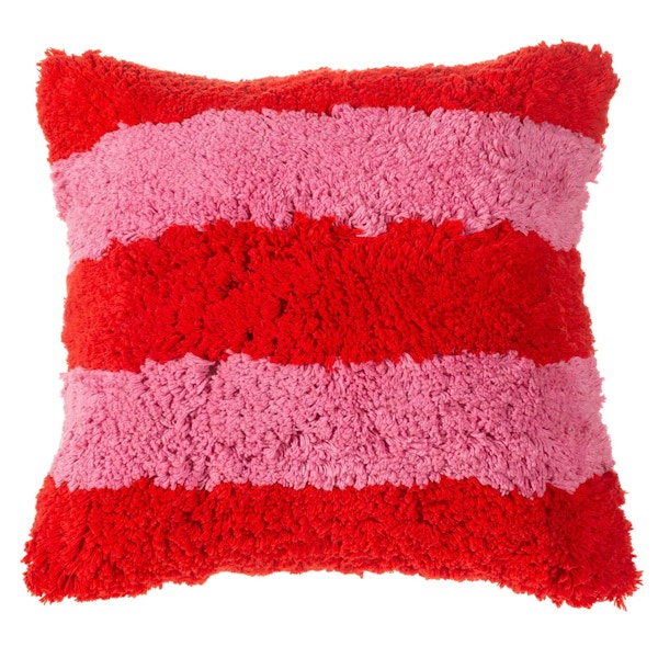 Indi & Will Tufted Stripe Cushion Pink And Red, £23