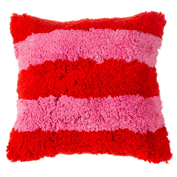 Indi & Will Tufted Stripe Cushion Pink And Red, £23