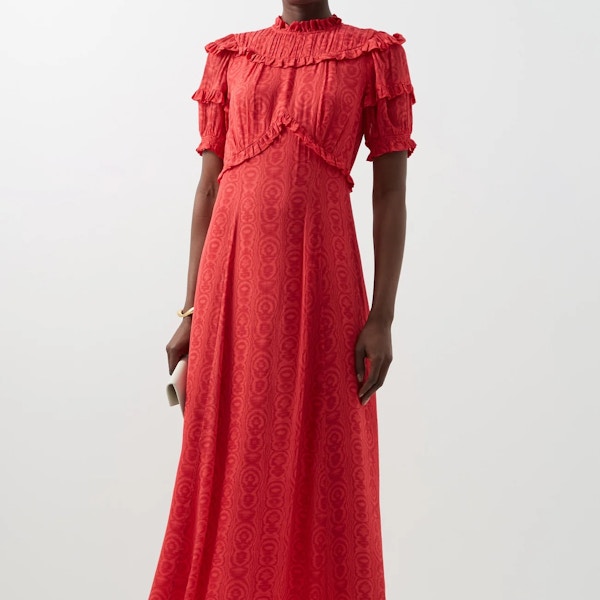 Cefinn Violetta Ruffled Moiré-Jacquard Georgette Dress, £390