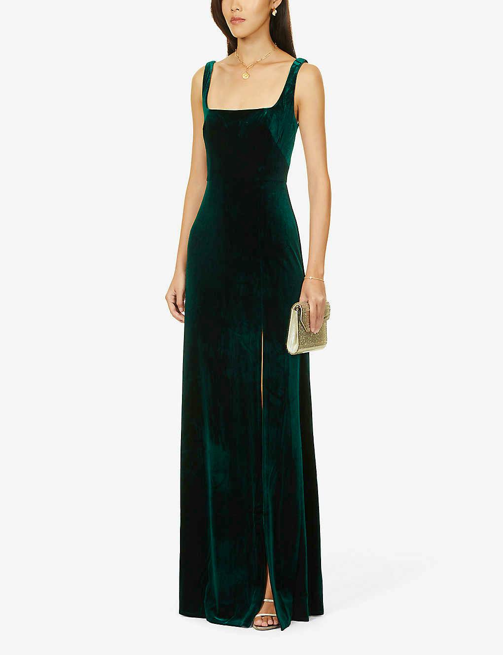 Jenny Yoo Mara Square-Neck Velvet Maxi Dress, £330