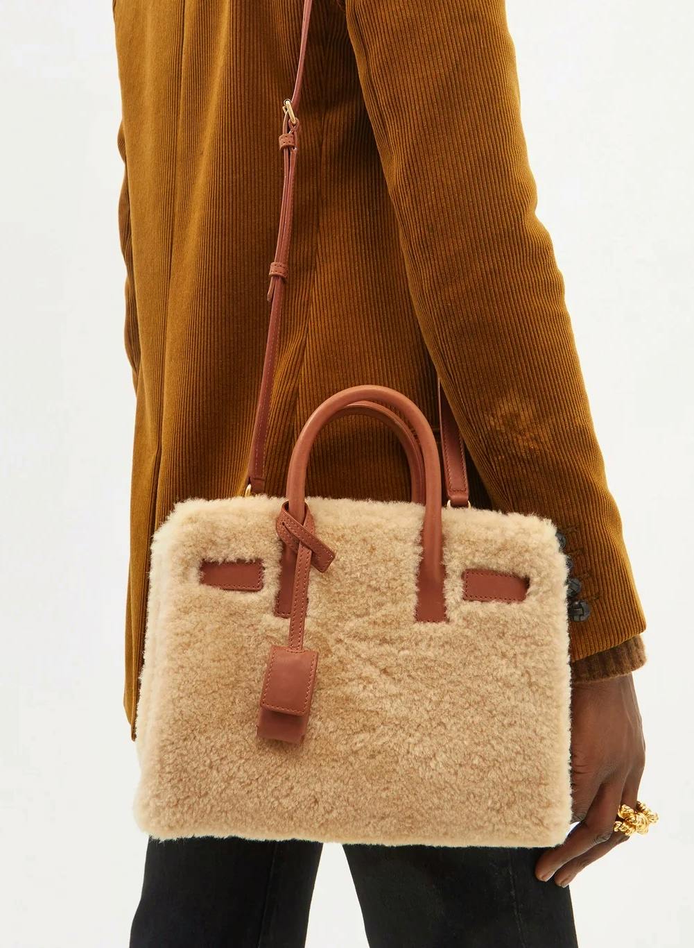 Saint Laurent Sac Du Jour Nano Shearling And Leather Handbag, £2,100