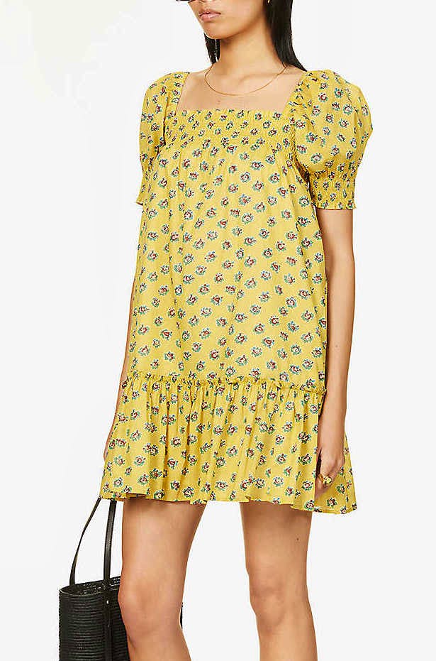 Tory Burch Floral-Print Smocked Cotton Mini Dress, £395