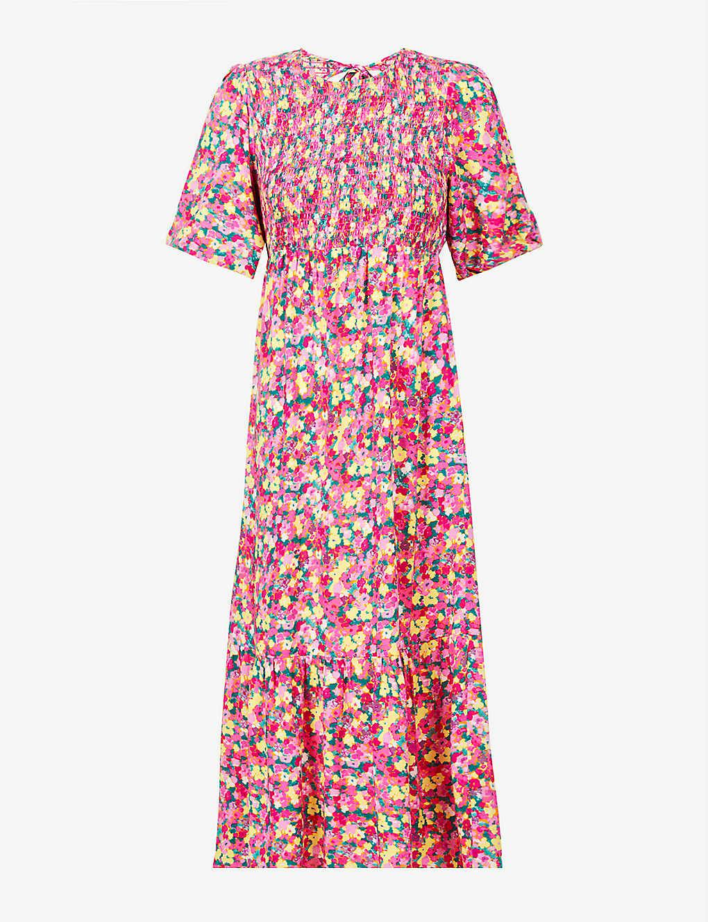 Nobody’s Child Kelsie Floral-Print Smocked-Panel Woven Midi Dress, £55