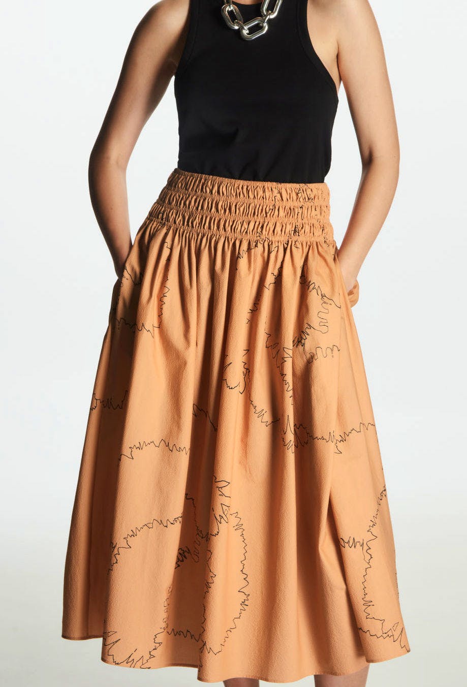 Cos Smocked-Waist Midi Skirt, £69