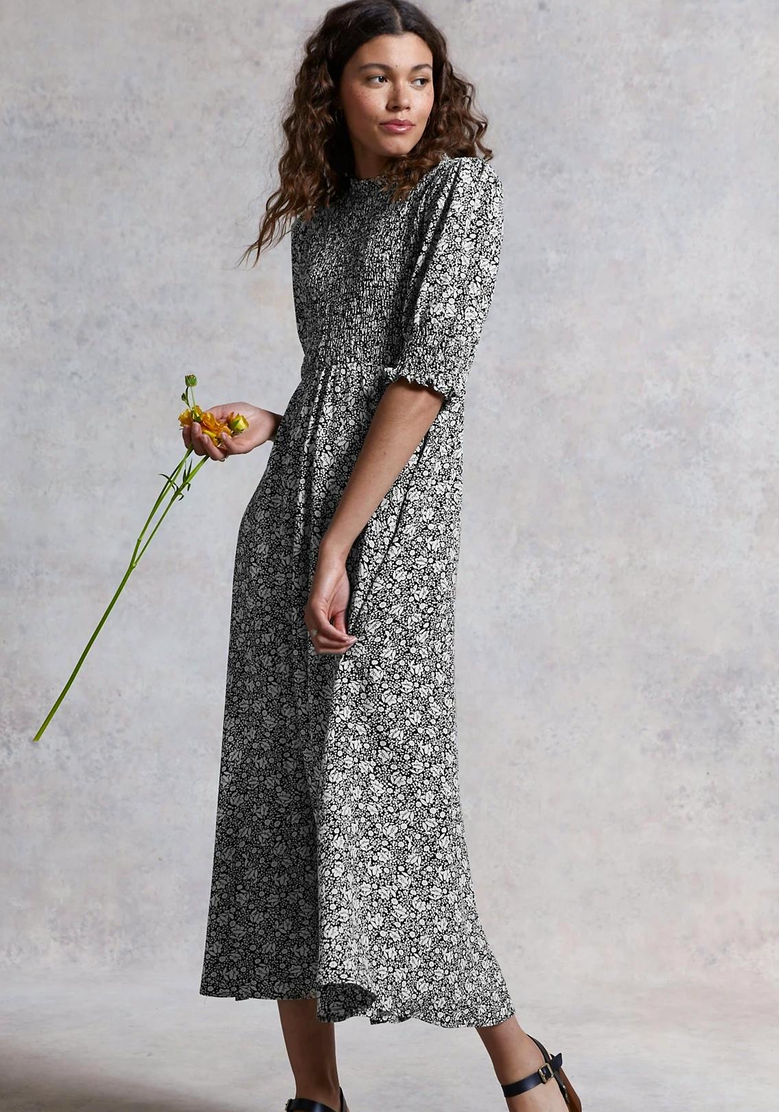M&S X Ghost Ditsy Floral Shirred Midi Smock Dress, £79