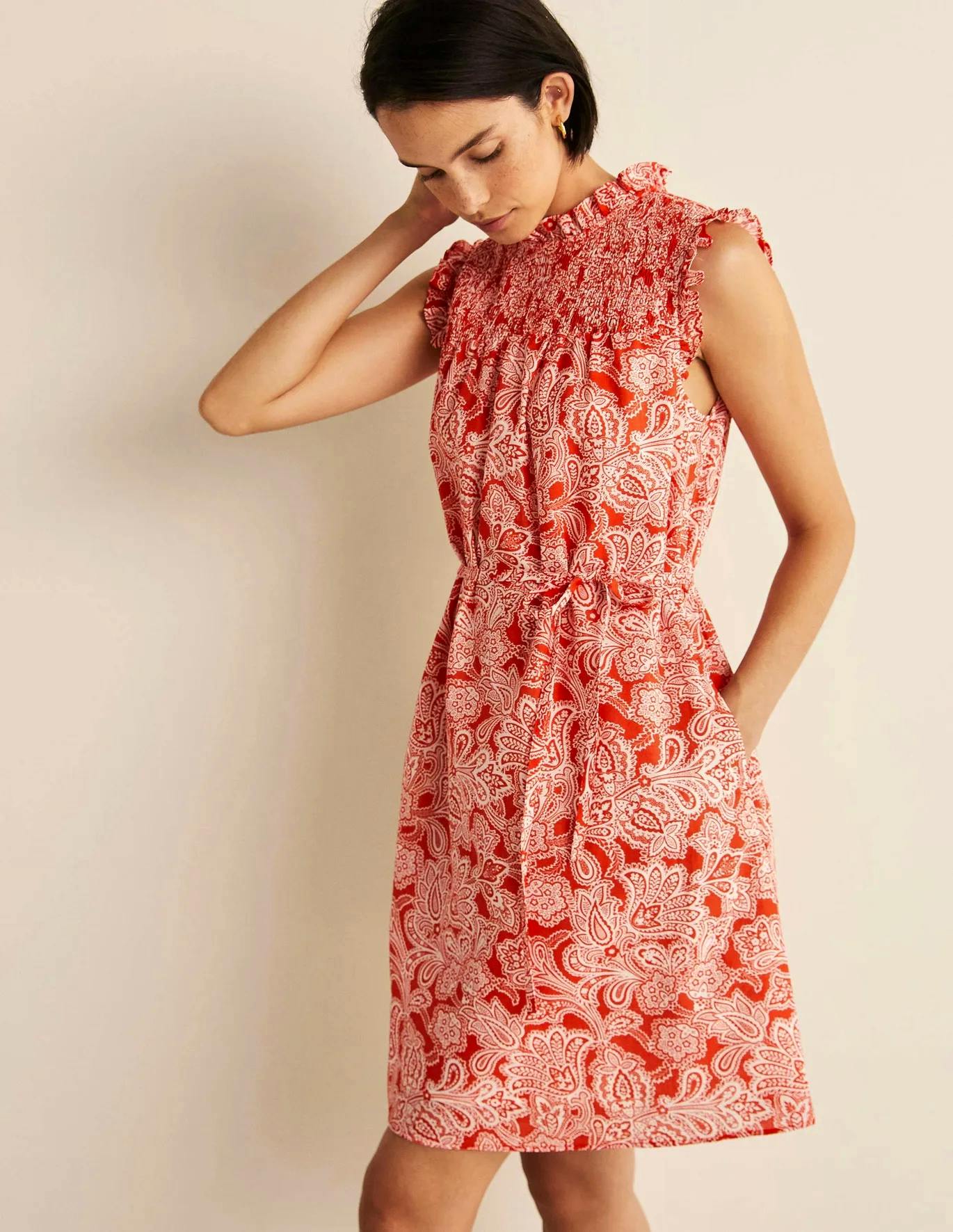 Boden Sleeveless Smocked Mini Dress, £90