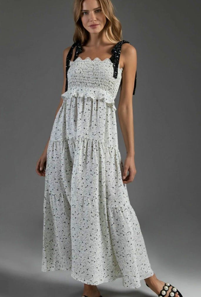 Ethereal London Zia Ivory Smock Tie Dress, £255