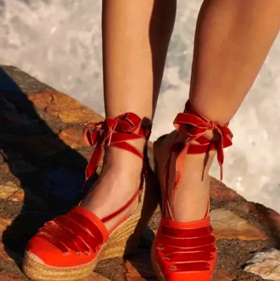 Penelope Chilvers High Valenciana Dali Espadrille - Flame/Orange, NOW £89