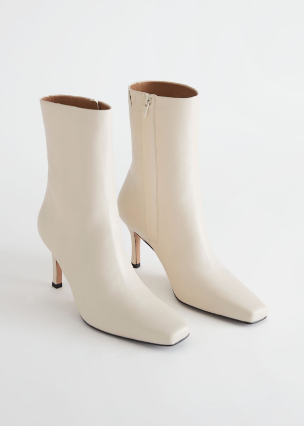 Thin Heel Leather Boots, £175