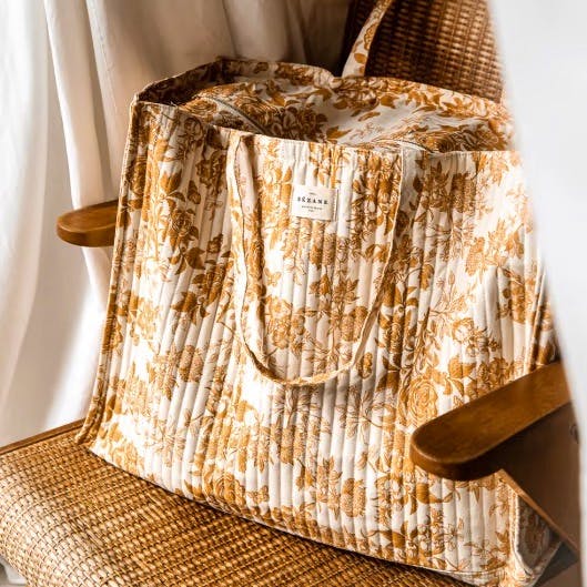 Sezane Maxi Quilted Floral Tote Bag, NOW £45