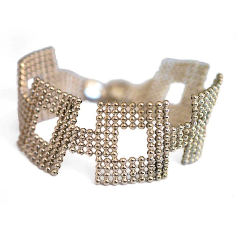 Baroque Rocks Silver Geometric Bead Bracelet, £75